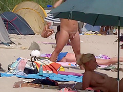 Fuck me pose on nudist beach