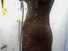 Tan Lines in beach cabin shower