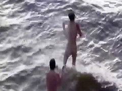 Wild plowing fully spied on a beach