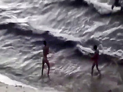 Wild plowing fully spied on a beach