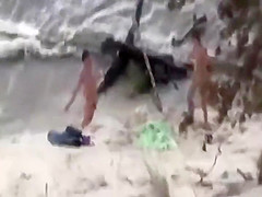 Wild plowing fully spied on a beach