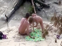 Wild plowing fully spied on a beach