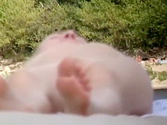 Hot nudist woman and her fat man