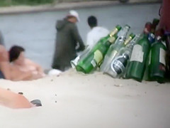 Hot nudist woman and her fat man