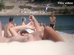 Nudist girl's boobs groped by a guy