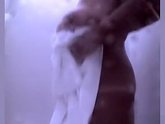 Big tits busty woman spied in beach cabin