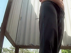 Teen with tan lines peeped in cabin