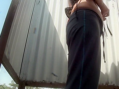 Teen with tan lines peeped in cabin