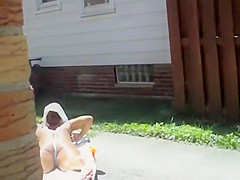 Well tanned neighbor's ass by the pool