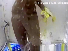 Latina girl, public shower