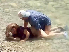 Dressed mature lady sucks her husband