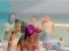 Girl's boobs bounce as she plays the game