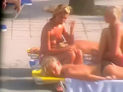Viking babes enjoy the pool in topless