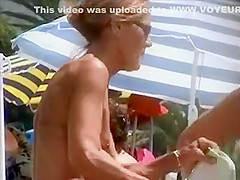 Muscular mature lady in topless