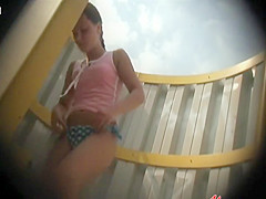 Cumshot hits her face in the water