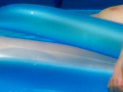 Neighbor lady's pussy spied in her pool