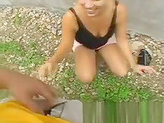 Wild Blonde Amateur Getting Finger Banged In Public