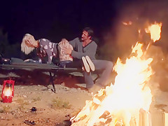 Nasty Tattooed Blond Babe Gets Fucked Near The Bonfire