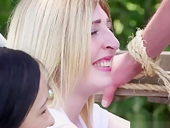 British Femdoms Humiliate Sub With Outdoor Hj