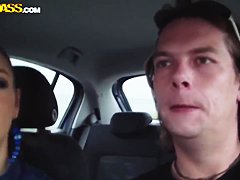 Erotic Ella outdoors horny showing off her pussy before sucking dick