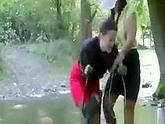 Clothed Dykes Get Their Bodies Wet