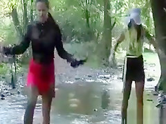 Clothed Dykes Get Their Bodies Wet