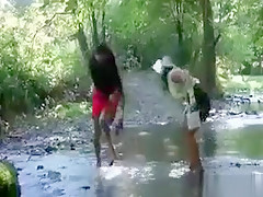 Clothed Dykes Get Their Bodies Wet
