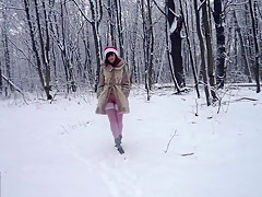 Wet White Stockings In Snow With Hot Jeny Smith