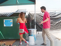 Jade Jantzen fucking a hobo with her hubby nearby