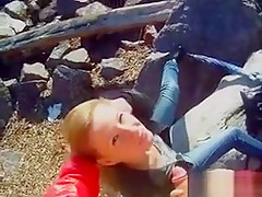 Blonde Hoe Sucks Strangers Dick Outdoors