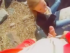 Blonde Hoe Sucks Strangers Dick Outdoors