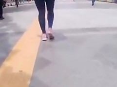 Tight deep blue pants