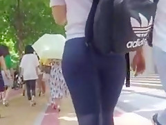 Tight deep blue pants