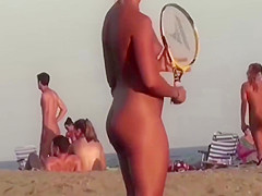 Girls Playing Games at the Nude Beach