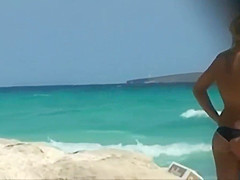 2 busty girls braless on beach