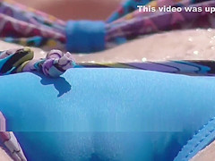 Teen girl pussy lips. Wet panties. Voyeur Ukraine beach