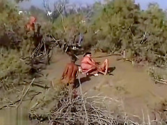 Mature amateur and his woman are enjoying in outdoor sex