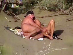 Mature amateur and his woman are enjoying in outdoor sex