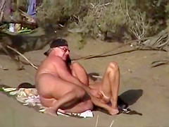 Mature amateur and his woman are enjoying in outdoor sex