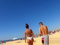 Amazing Teen Ass close-up bikini voyeur beach