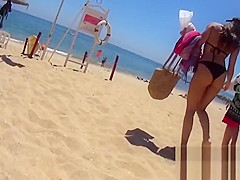 Amazing Teen Ass close-up bikini voyeur beach