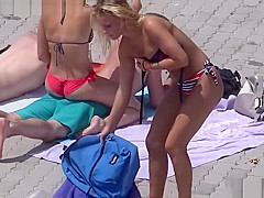 Topless Bikini Sexy Hot teens Public Pool Beach Voyeur HD