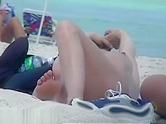Perfect busty tits nude beach voyeur two for one