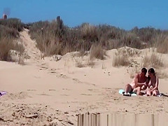 Sunbathing Nudist Beach Two Couple Fuck Hidden Cam