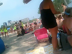 2 bikini friends at the beach candid