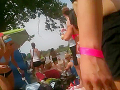 2 bikini friends at the beach candid