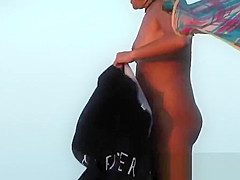 Nudist beach voyeur vid with a hot brunette