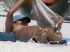 Couple split by Strangers on a nude beach