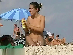 Couple split by Strangers on a nude beach