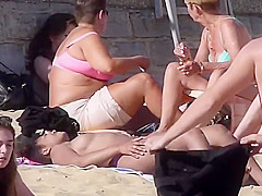 Cute Ebony Girl Topless Outdoors On UK Bournemouth Beach '16